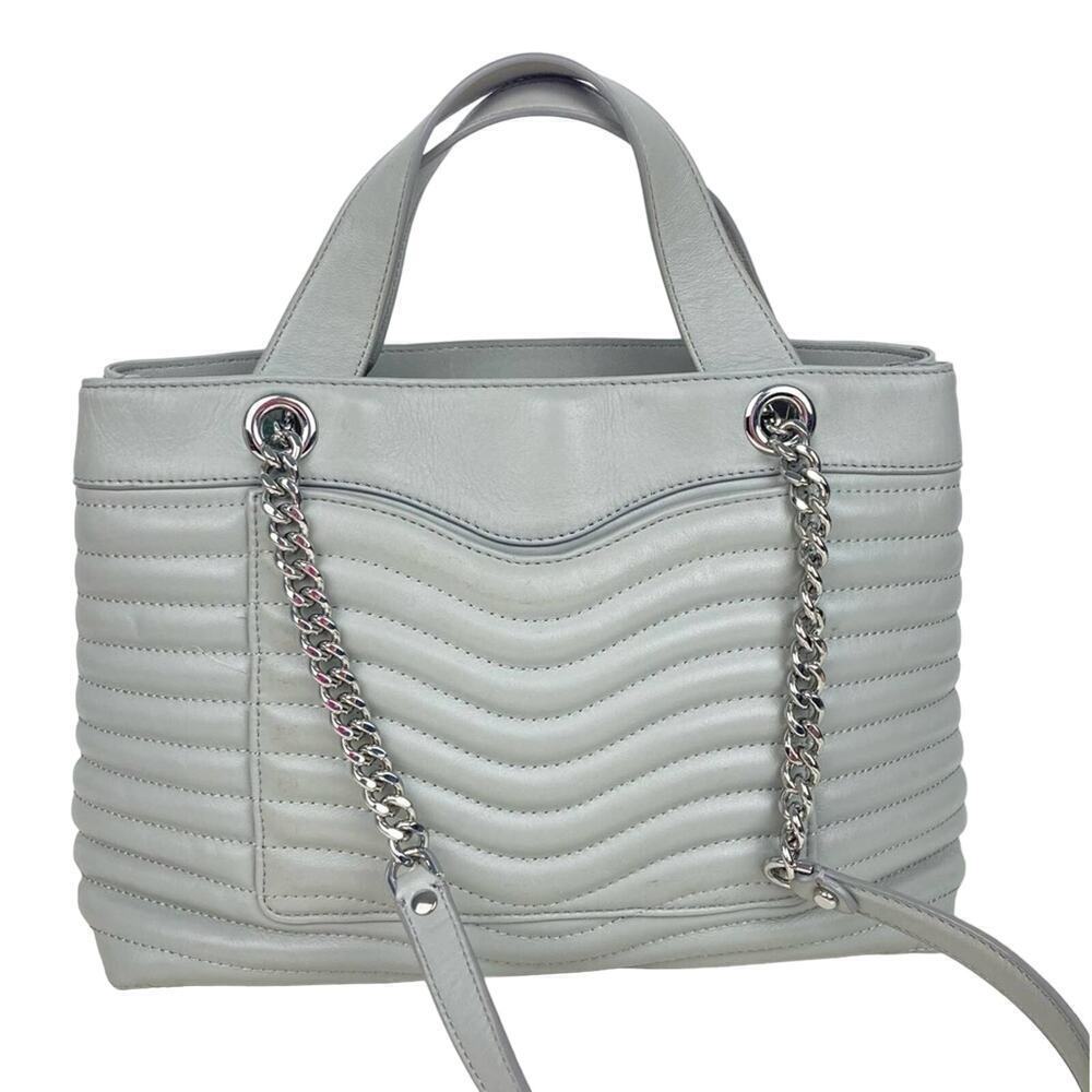 REBECCA MINKOFF Leather m.a.b. Quilted Wave Satchel Shoulder Bag in Perlo - Picture 6 of 16